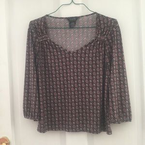 Black, Red, and White Geometric Stretch Top